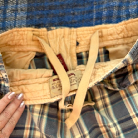 Campus Crew Plaid Shorts Mens Size 34 x 10 Blue Cream Pockets Cotton - Picture 7 of 11